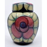 Moorcroft Pottery: A Moorcroft 'Rose' pattern ginger jar and cover designed by Sally Tuffin.