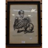 19th Century frame print/etching of Lord Byron, 1827 period frame