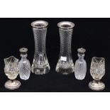 *** LOT WITHDRAWN. TO BE REOFFERED IN FINE ART FEB 24TH*** A pair of silver mounted cut glass vases;