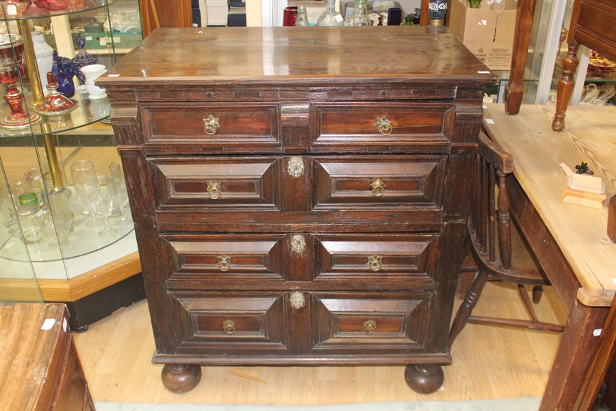 A late 17th Century joined oak chest of drawers, circa 1690, made from two sections, fitted with - Image 3 of 3