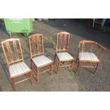 An Edwardian part Salon suite, comprising three side chairs and a matching tub chair, (4)