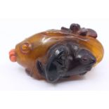 Chinese horn perfume/snuff bottle in the shape of a carp, length 5.5cm