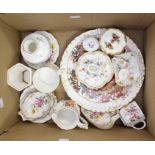 A Royal Crown Derby Derby Posies pattern collection of ceramics including trinket dishes, pin