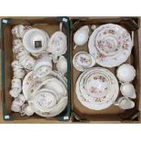 A collection of Royal Crown Derby Posie pattern china tea and dinner wares including vases and
