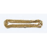 A 9ct gold lozenge link guard chain with swivel clasp, length apporox 49'', total gross weight