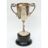 MILITARIA - STAFFORDSHIRE INTEREST: A late Victorian silver twin-handled trophy, chased and engraved