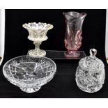Mary Gregory style small posy vase, along with Vienna style glass vase (AF), another Vienna style