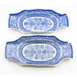 A pair of early asparagus blue and white dishes early 19th Century CR; chips present
