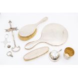 Silver castors, early 20th Century, silver dressing table items and other silver and .800 grade