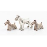 Dog Interest: A pair of modern silver miniature models of Scottish Terriers, stamped on bases