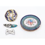 A Charles Horner silver and enamel brooch with floral decoration, length approx 30mm, a late 19th