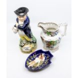 Mason style Victorian jug, Staffordshire Toby jug, 19th Century and character soap dish AF