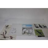 A collection of animal related book plates watercolour designs, including one entitled 'Look and