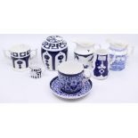A collection of Royal Crown Derby blue and white Imari, Blue Avesbury and late 19th Century blue and