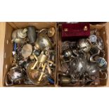 A collection of silver plated items, mostly teapot and tea sets, Victorian and Edwardian bonbon