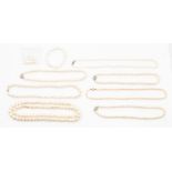 A collection of cultured pearl jewellery to include six pearl necklaces in various sizes and lengths