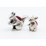 A modern Sterling silver squirrel pin cushion, stamped to the base together with a small seated