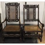 ****PLEASE NOTE REVISED DESCRIPTION****Two Charles II and later armchairs, circa 1690, of similar