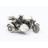 An Italian Medusa Oro 925 silver miniature model of a motorcyle and sidecar (1) 65 grams
