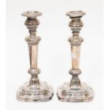 A pair of mid 20th Century silver plated candlesticks