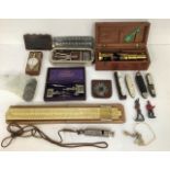 A collector's lot to include various 19th Century silver and mother-of-pearl fruit knives, razor,