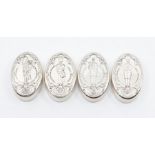 Militaria Interest: A collection of four sterling silver stamped 925/1000 oval pill box and