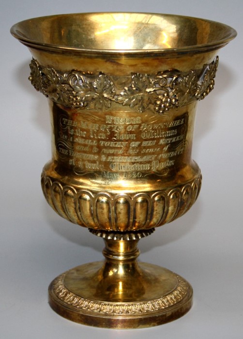 *** RE OFFER FEB 6TH £700 R £700-900***A Geo IV heavy silver gilt presentation campagna urn with