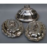An early 19th century, "Old Sheffield" plated domed oval meat cover with "Dublin Shell details.