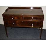 An Edwardian Hobbs & Co of London satinwood strung mahogany washstand with three quarter gallery.