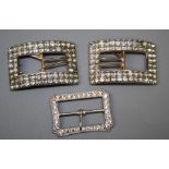 *** RE OFFER FEB 6TH £30-40***A pair of early 19th century paste set silver plated shoe buckles