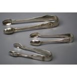 A pair of Victorian cast silver "Kings" pattern sugar bows . London 1850 by G Adams. 2.5 Troy oz.