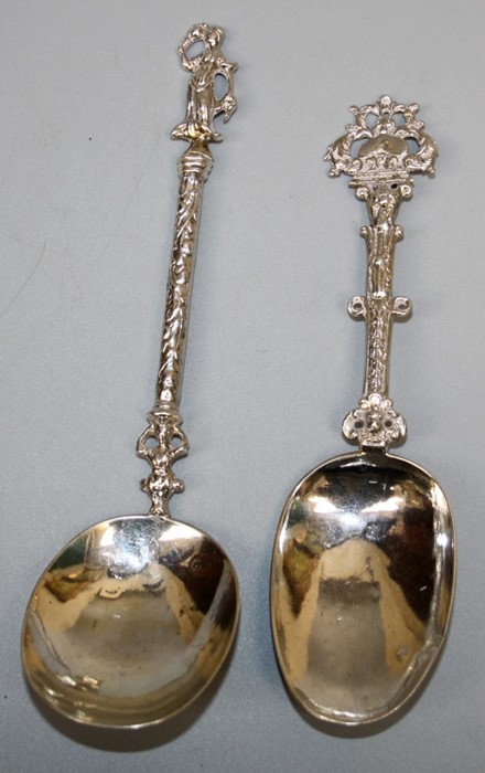 An early 20th century probably Dutch cast silver "Marriage"spoon with female figural  bride surmount