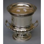A  large silver plated campagna form two handle champagne cooler. 25cm high