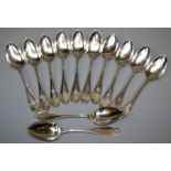 A set of twelve American Allcock and Allen of New York, white metal silver lotus pattern soup