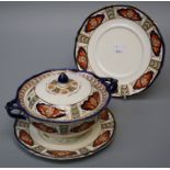 A Woods Nile pattern part dinner service, comprising six oval meat platters, three vegetable tureens