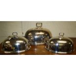 *** RE OFFER FEB 6TH £80-100***A set of three Elkington epns, domed oval meat covers with detachable