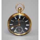 A Victorian 18ct yellow gold Keyless fob watch by E E Emanuel of London, watchmaker to the Queen (