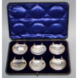 Hilliard and Thomason, a cased set of six silver lemon tea coasters, Birmingham 1904. One with