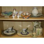 A mixed lot of decorative ceramics, including a Grays Pottery florally decorated dish, Quimper