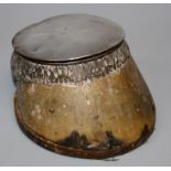 Thornhill, London (retailer), a silver mounted hoof inkstand with hinged cover(lacking liner),