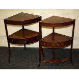 Two 19th century mahogany corner washstands, each on splayed square supports (2)