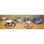 A small collection of trios, cabinet cups and saucers including Minton, Coalport, Spode and other
