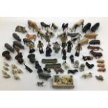 Britains: A collection of assorted Britains lead farmyard animals and figures. Early to mid 20thC.