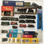 Railway: A collection of assorted unboxed OO gauge locomotives and track. Hornby, Triang, Peco, Etc.