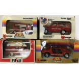 Diecast: A boxed Burago 1:24 scale Fiat 50 NC Antincendio 1509, Range Rover Airport Fire Engine