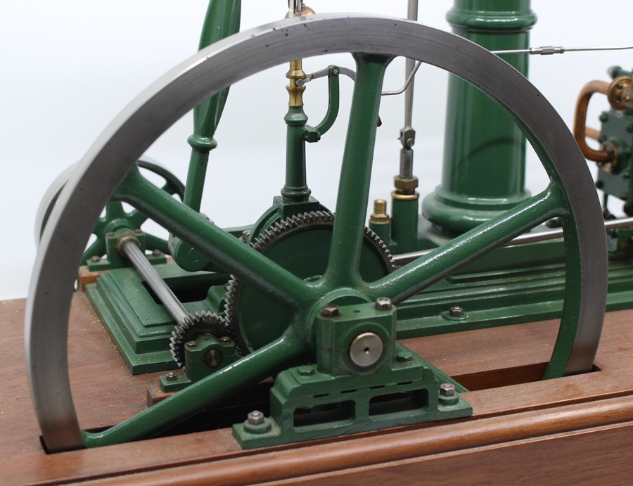 Beam Engine: A scratch-built, live steam, single cylinder beam engine, finished in green and red - Image 6 of 9