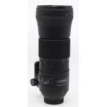 Sigma: A Sigma 150-600mm 1:5-6.3 DG lens, complete with Sigma LH1050-01 lens hood and Sigma case.