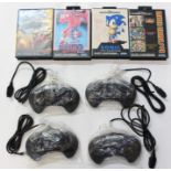 Sega: A collection of four bagged Sega Mega Drive, Competition Pro Series 2 Control Pads, unused;