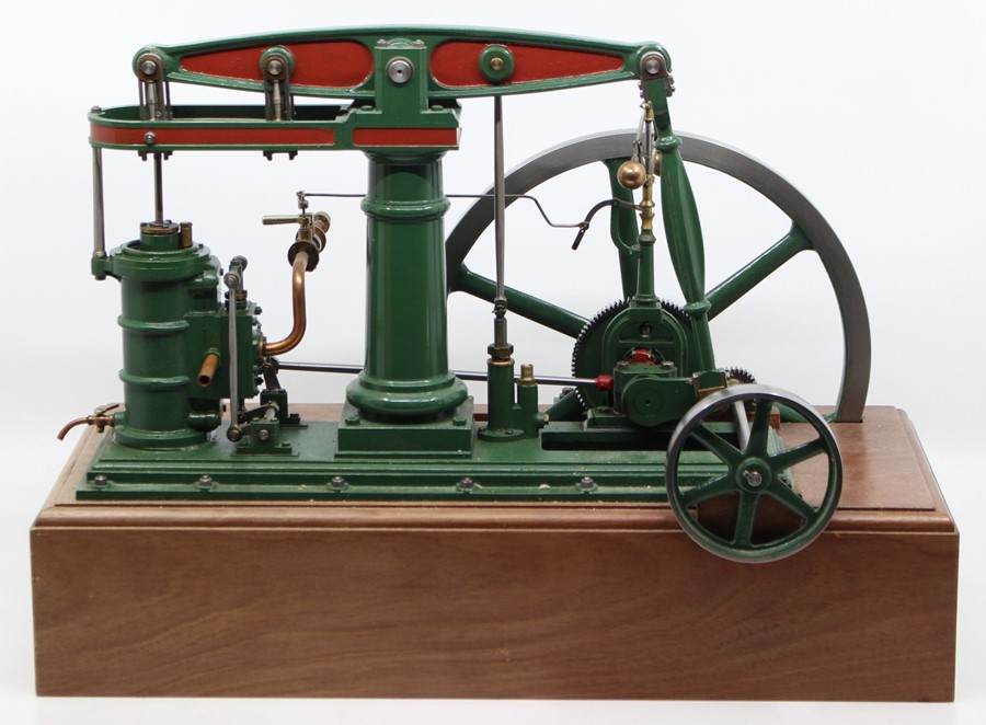 Beam Engine: A scratch-built, live steam, single cylinder beam engine, finished in green and red - Image 7 of 9
