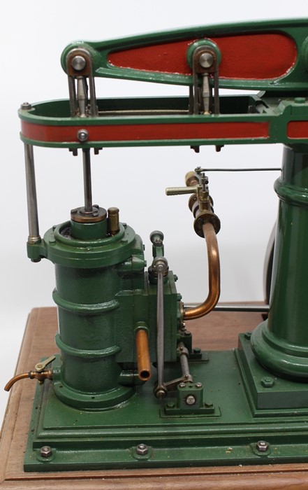 Beam Engine: A scratch-built, live steam, single cylinder beam engine, finished in green and red - Image 9 of 9